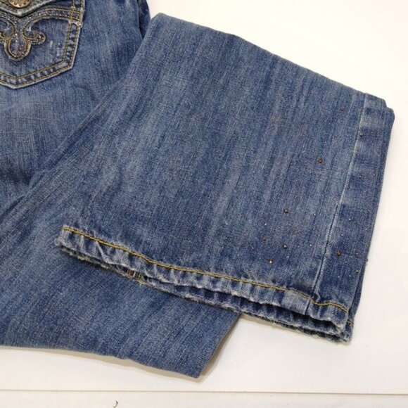 VF Jeanswear Women's 3x34 Low Rise Flared Legs With Silver & Gold Mini-Studs EUC - Picture 6 of 12